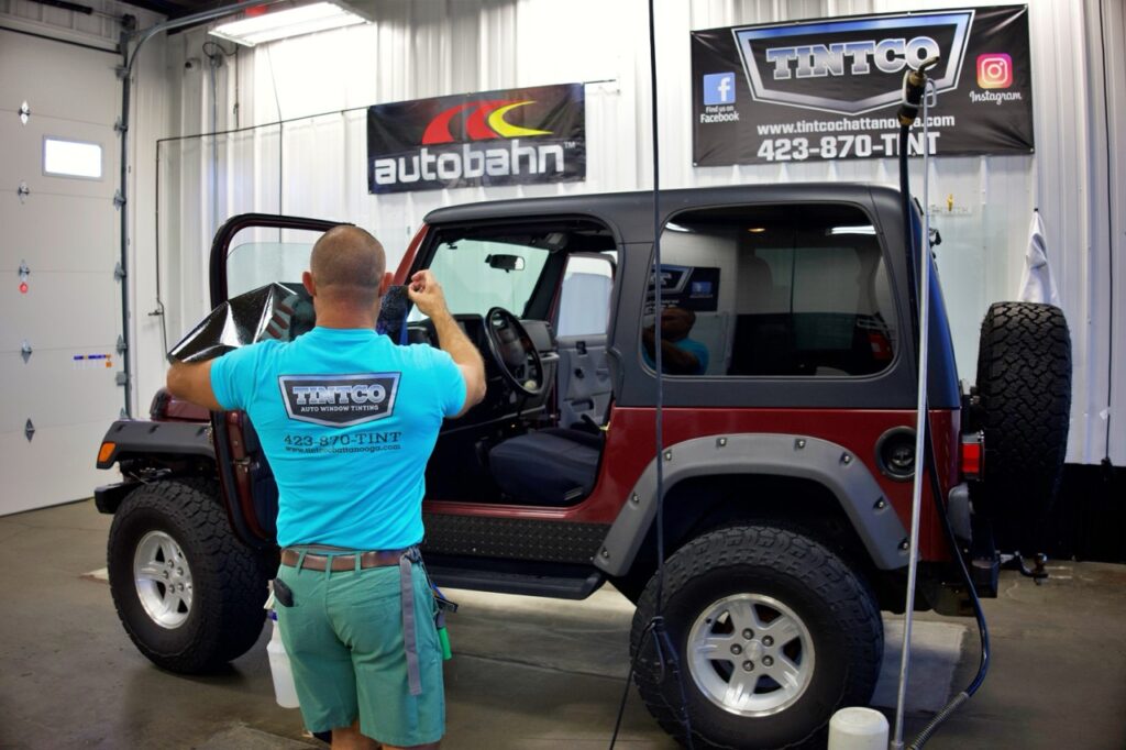 Window tinting red jeep, Custom Window Tinting